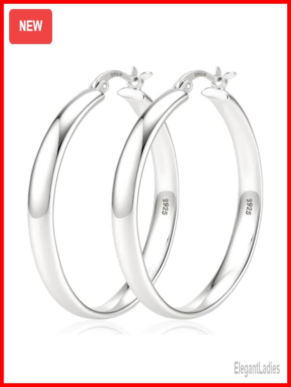 925 Sterling Silver Hoop Earrings 14K Gold Plated Lightweight Large